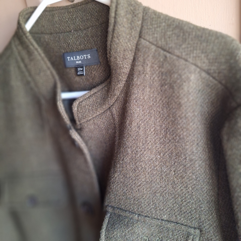 Talbots Olive Mossy Green Wool Viscose Button-Up Blazer 22W - Picture 5 of 16